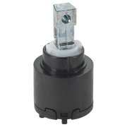 Brizo Charlotte valve assembly with metal stem contact and black plastic cartridge body.