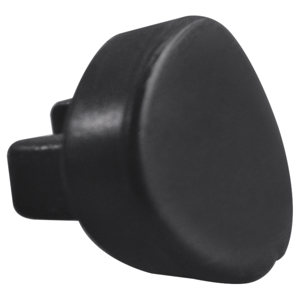 Matte black air gap cover with rounded dome shape and mounting stub for sink or faucet installation.
