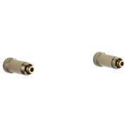 Two polished nickel cylindrical tub filler spout reach extensions with brass connectors.