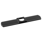Matte black elongated escutcheon trim ring with center cutout and mounting hardware included.
