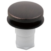 Venetian bronze stopper assembly with rounded cap and white cylindrical body for sink drain installation.