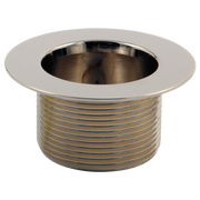 Polished nickel drain waste plug with wide flange and threaded cylindrical body.