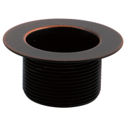 Venetian bronze circular waste plug with threaded black barrel and flat rim collar.