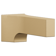 Champagne bronze tub spout with curved outlet and rectangular mounting flange.