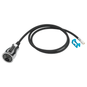 Chrome wand assembly with black braided hose and connector clip for Delta Leland faucet.
