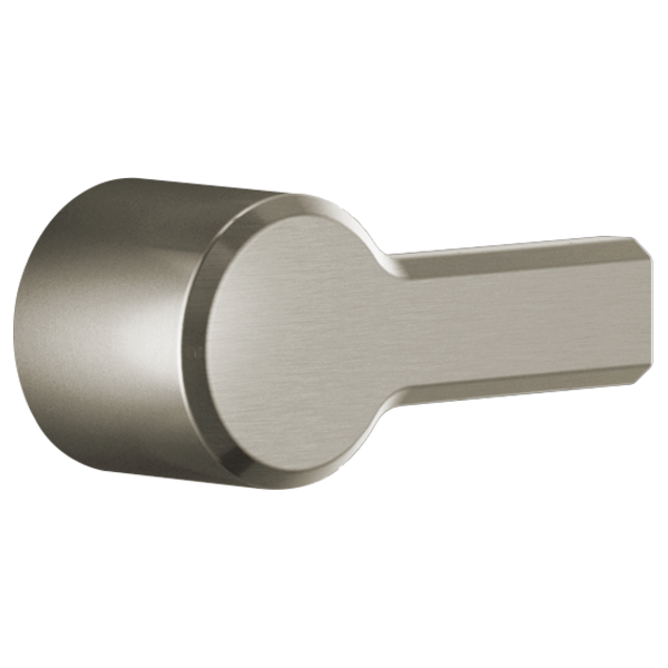 Delta Pivotal tub handle in brushed stainless steel with lever design and cylindrical grip.
