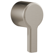 Stainless steel single-lever faucet handle with round knob and rectangular stem in brushed finish.
