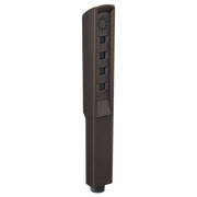 Venetian bronze linear handshower with square head, multiple spray holes, and four control buttons on handle.