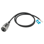 Stainless steel and black wand assembly with braided hose, control button, and connector attachment.