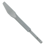 Gray SDS-Plus mortar knife with 1/4 in. flat blade and textured handle.