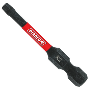 Black and red Diablo #2 square drive bit with red band labeled "DIABLO" and "R2" marking on tip.