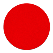 Red circular sanding disc, 5 inches diameter, medium grit abrasive surface.