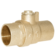 Brass balancing valve with 1/2" socket connections and adjustment port on top.