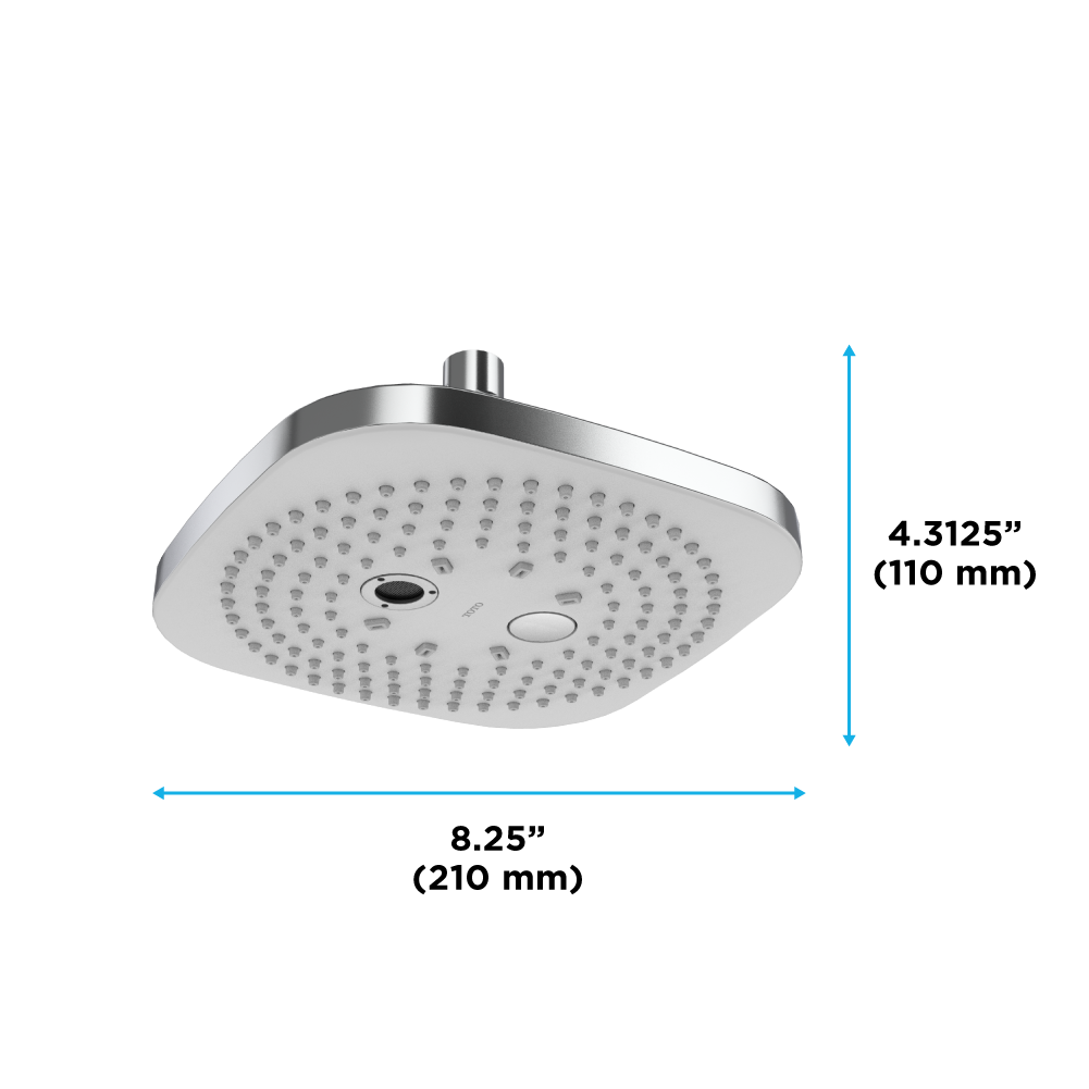 Toto G Series Square Two Spray Modes 8.5 inch 1.75 GPM Shower Head with COMFORT WAVE and WARM SPA, Polished Chrome - TBW02004U4#CP