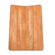 Light wood cutting board with rounded corners and natural grain pattern visible throughout.