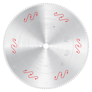 Freud 500mm circular saw blade with fine teeth and red mechanical clamping symbols around the edge.