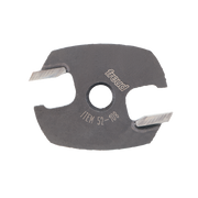 Freud 52-108 finger joint cutter with 2-inch diameter, metal body with two cutting edges and center hole.