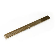 Satin bronze linear drain with parallel slat grate design, 48 inches long.