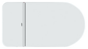 White decorative strip with rounded edges and central vertical metallic dividing line.
