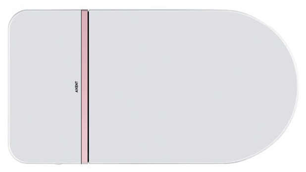 Rose gold decorative strip with rounded edges on white background.