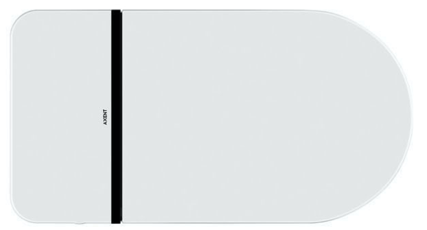 Matte black vertical decorative strip on white rounded rectangular panel with Axent branding.