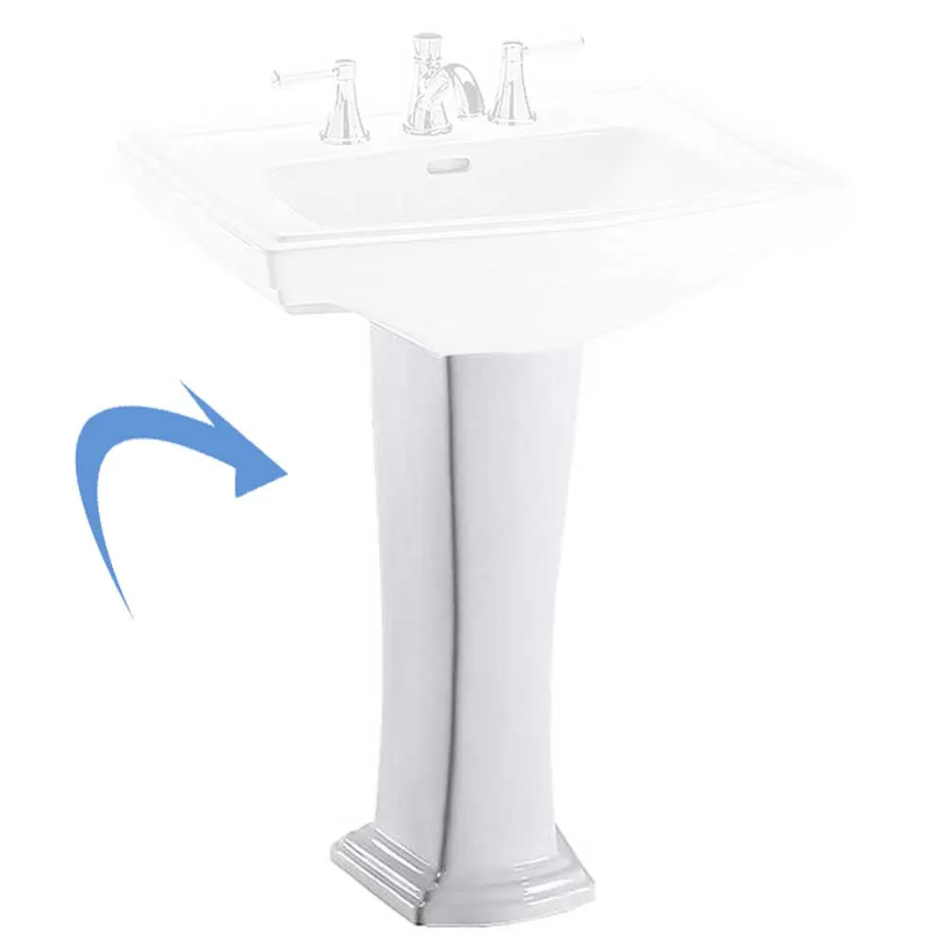 Toto Clayton Rectangular Pedestal for Bathroom Sink in Cotton White