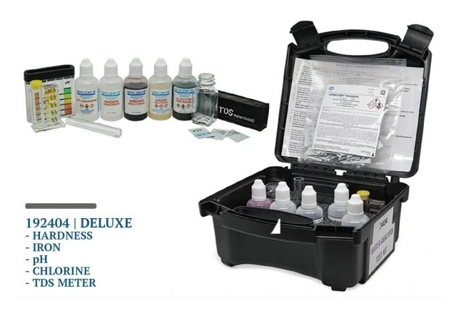 Sterling Water Treatment 2404 Deluxe Water Testing Kit for Hardness, Iron, PH, and Chlorine levels, with TDS meter included. - TK192404