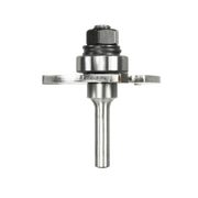 Steel slotting cutter with cylindrical shaft, hexagonal nut, and two flat cutting blades extending horizontally.