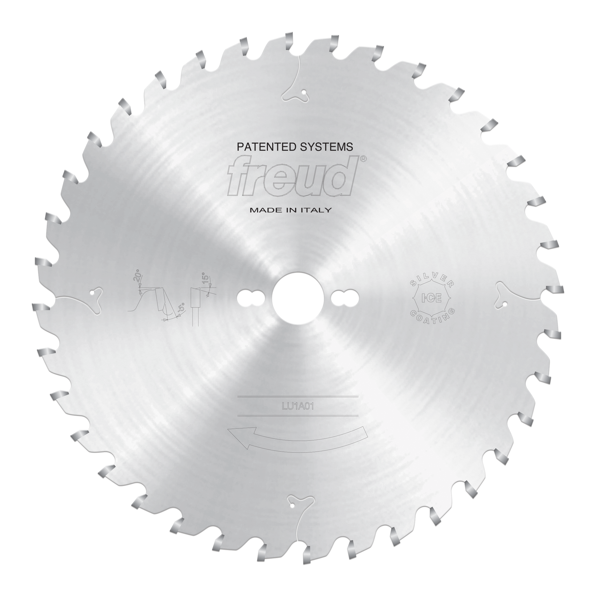 Freud 300mm carbide-tipped circular saw blade with gray teeth around perimeter and center arbor hole.