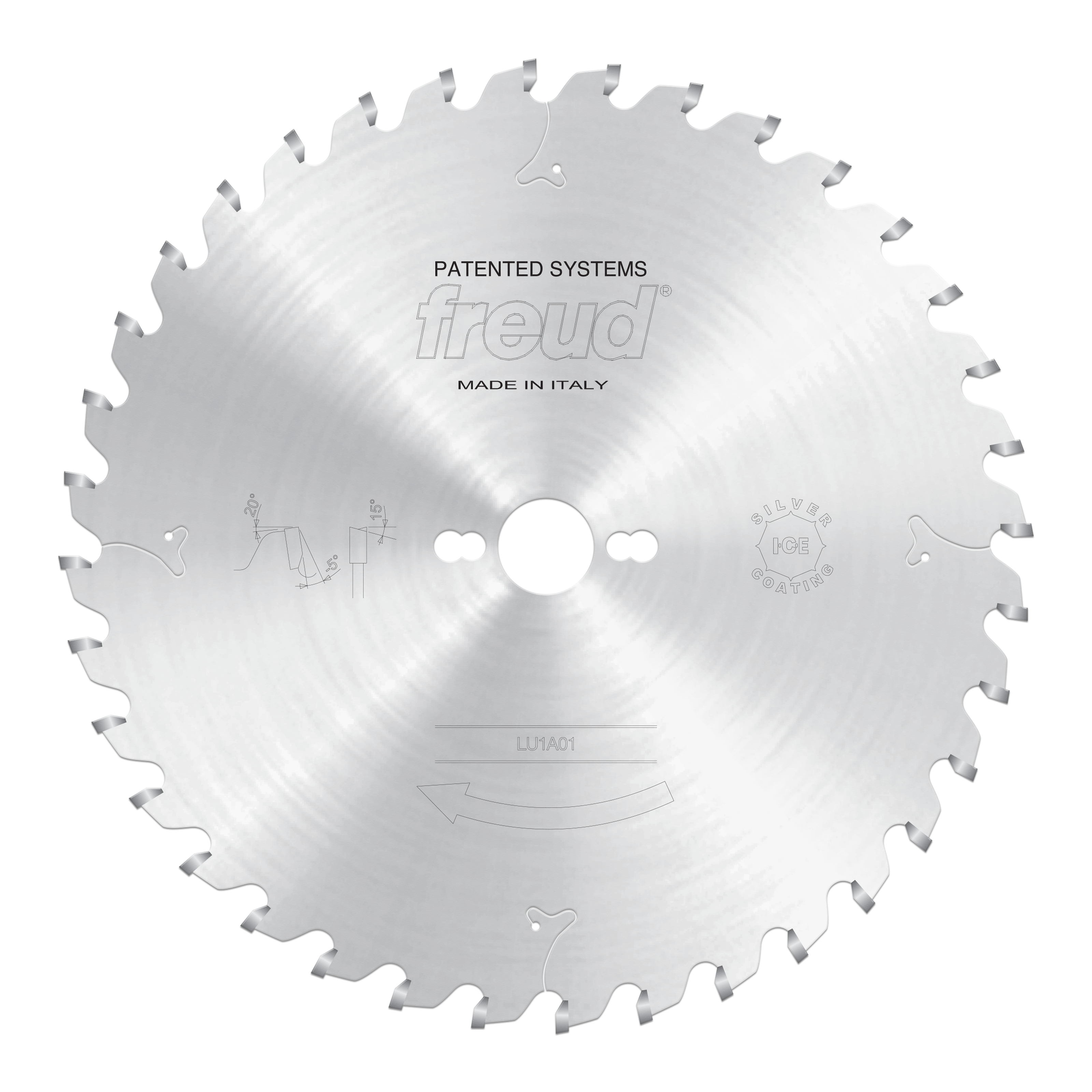 Freud 300mm carbide-tipped circular saw blade with gray teeth around perimeter and center arbor hole.