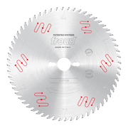 Freud LU1H08 250mm circular saw blade with carbide-tipped teeth and central mounting hole, made in Italy.