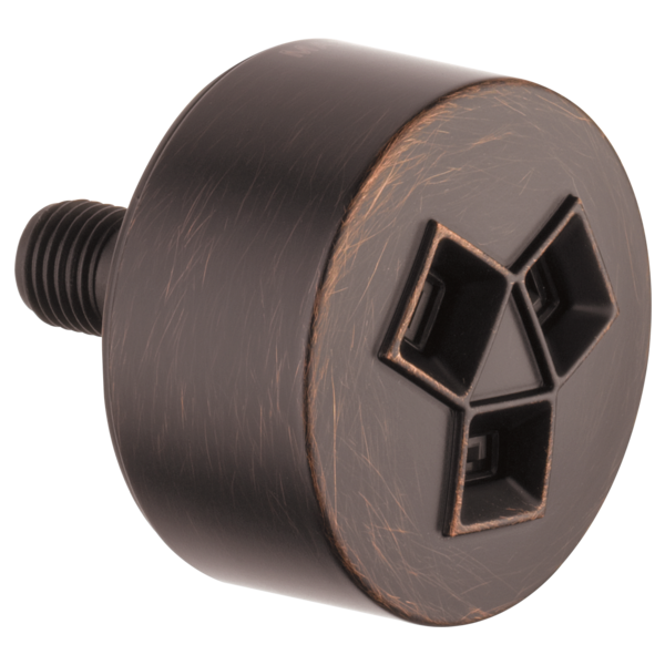 Bronze showerhead with geometric cutout pattern and threaded connection port.