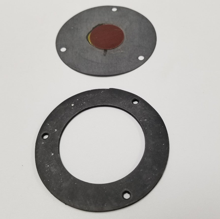 Shellback 19-06 diaphragm with red center insert and gasket ring, both with mounting holes.