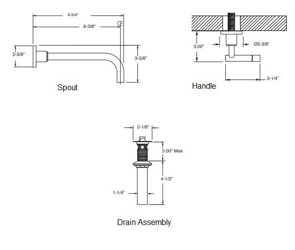 Sigma Faucet 1.142107ST.69 1400 Series Polaris Wall Mount Bathroom Faucet Trim