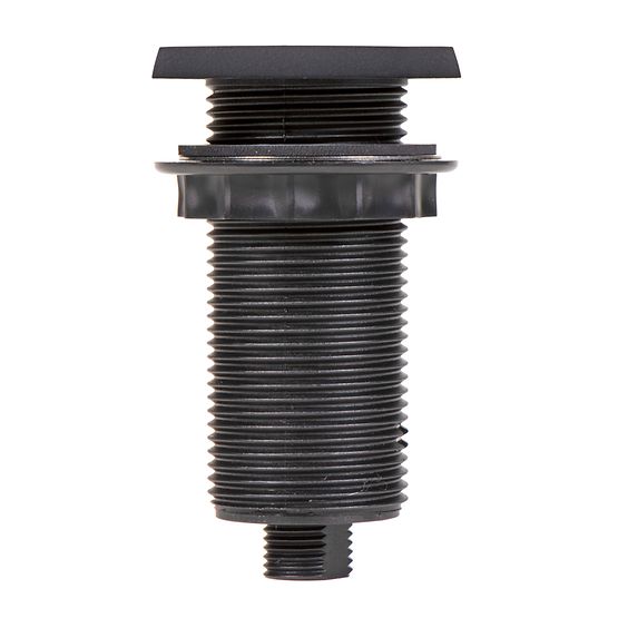 Matte black square push button air switch with threaded mounting stem and rubber gasket.