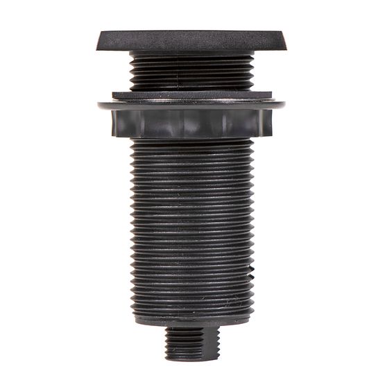 Square oil rubbed bronze air switch button with threaded cylindrical body and flat top plate.