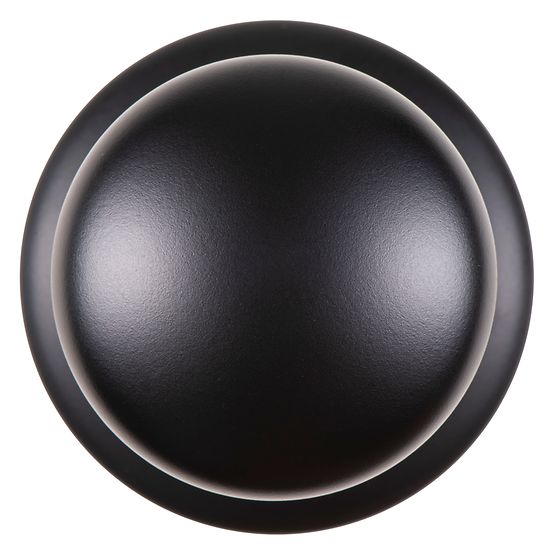 Matte black round push button air switch with recessed dome center and outer ring detail.