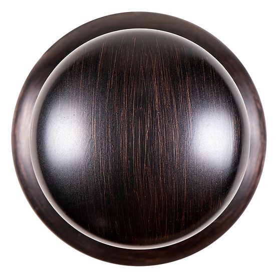 Oil rubbed bronze round air switch push button with brushed metal finish and recessed rim.