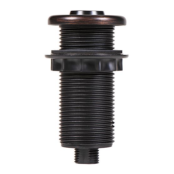 Oil rubbed bronze decorative air switch push button with threaded cylindrical body and round cap.