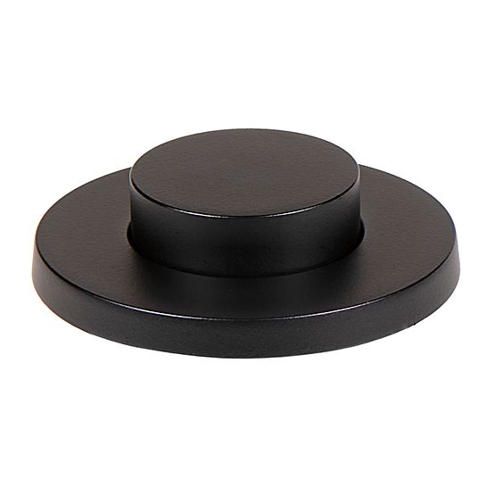 Matte black circular air switch button with tuxedo-style design featuring a raised center dome on a flat base.