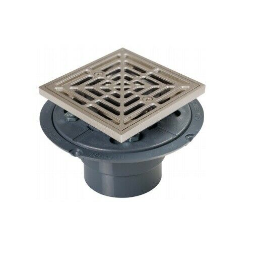 SIOUX CHIEF 821-200PKQ Shower Drain Ring and Square Metal Strainer: Satin Nickel