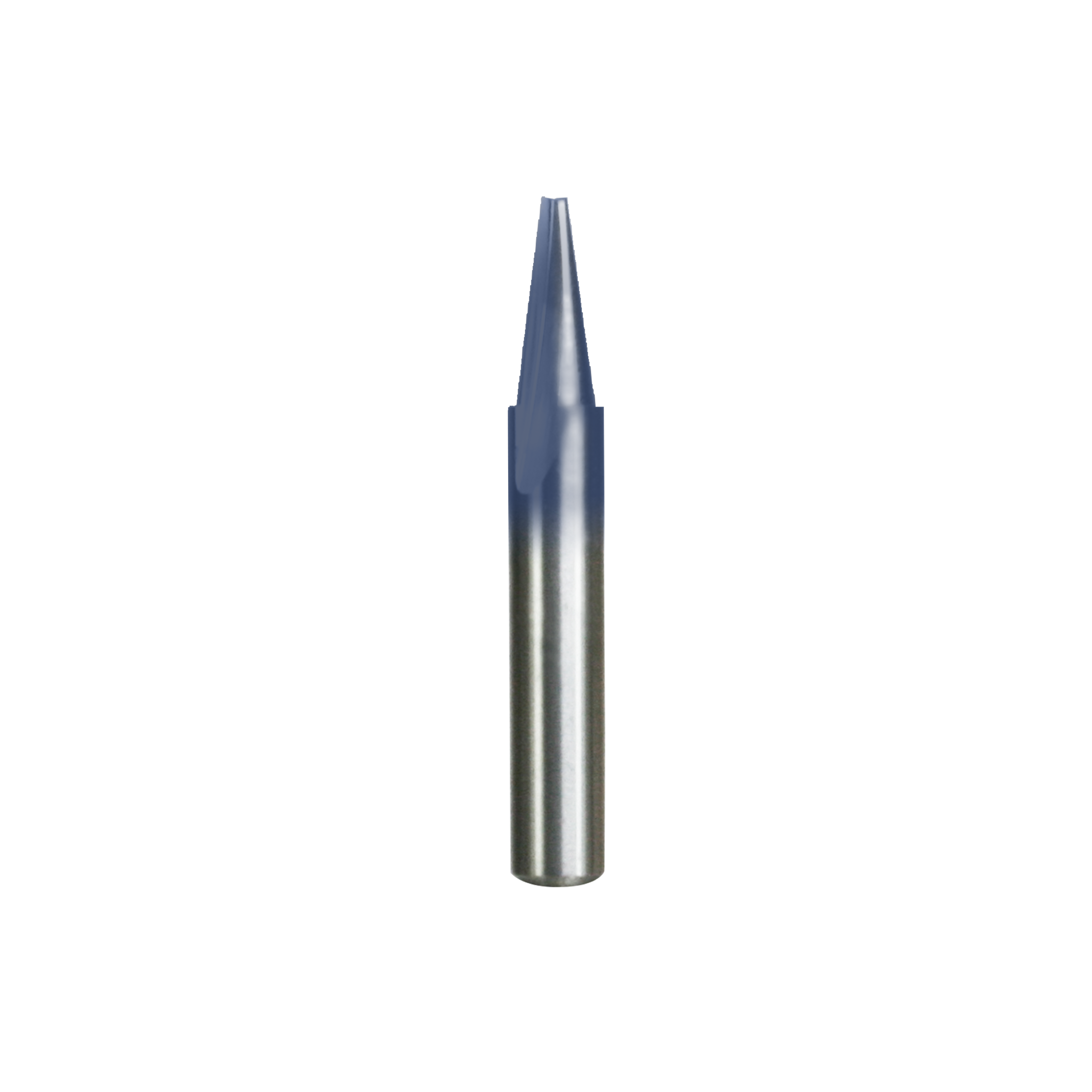 Freud 70-103 V-groove engraving bit with pointed tip and metallic shank against white background.