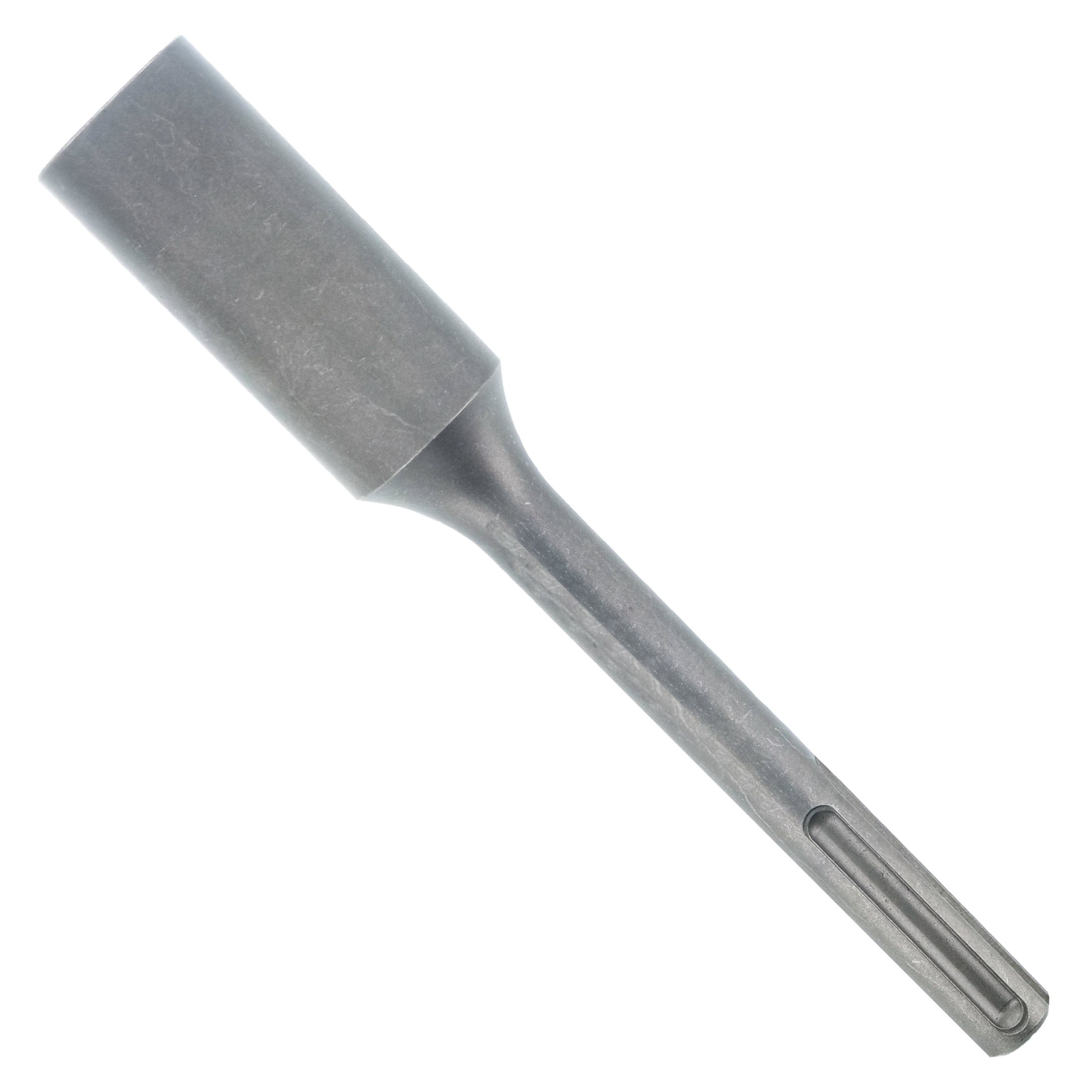 Gray steel SDS-Max ground rod driver bit with cylindrical head and fluted shank.