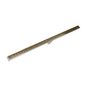 Satin bronze linear drain with horizontal slat pattern and stainless steel trim, 72 inches long.