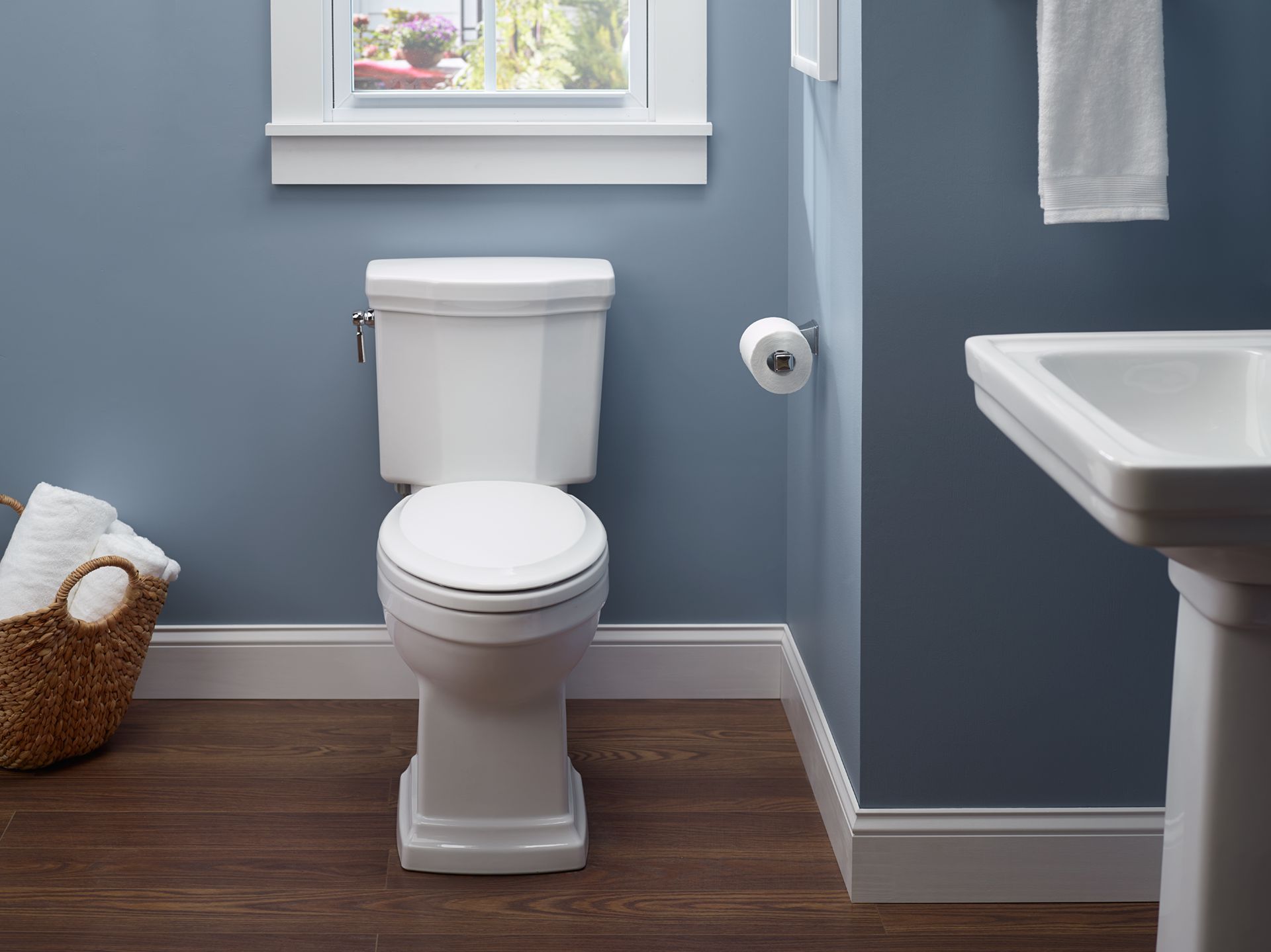 Toto Promenade II 1G Two Piece Elongated Universal Height Toilet with CEFIONTECT and Right Hand Lever 1.0 GPF Less Seat in Cotton White