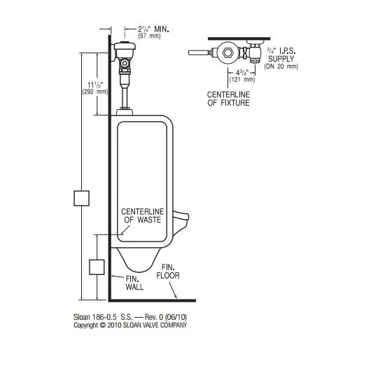 Sloan 186-0.5XL Regal 0.5gpf Urinal Flush Valve