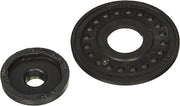 Two black rubber washers with center holes, one smaller and one larger with raised dots around the rim.
