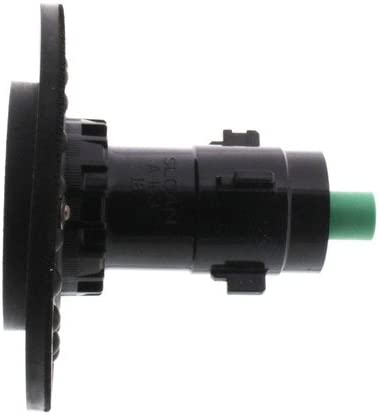 Black cylindrical urinal flushometer repair kit with green inlet connection and removable face plate.