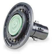 Circular flushometer repair kit with light green diaphragm, black housing ring, and metallic cylindrical valve component.