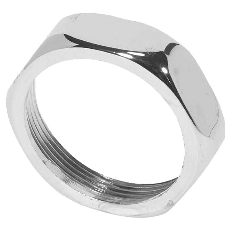 White metal coupling nut with black lever handle and threaded interior.